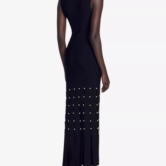 SANDROFringe studded stretch-knit maxi dress - Picture 4 of 9